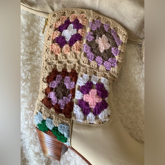 NIB Free People X Selina Crochet Cowboy Boots - Picture 3 of 6